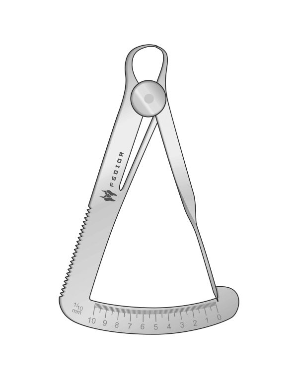 Dental Measuring Instrument - Iwanson - Metal - One Sided Graduation